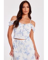 Quiz - Floral Tie Front Top - Lyst
