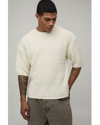 BoohooMAN - Boxy Geo Stitch Knitted T-Shirt - Lyst