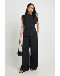 Boohoo - One Shoulder Longline Top & Straight Leg Trouser Co-Ord - Lyst