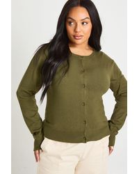 Boohoo - Plus Crew Neck Button Through Cardigan - Lyst