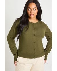 Boohoo - Plus Crew Neck Button Through Cardigan - Lyst