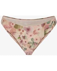 Penti - Aires Extra Super Floral Shimmery Mid Waist Bikini Bottom - Lyst