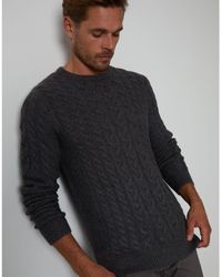 Threadbare - Charcoal 'darley' Cable Knit Crew Neck Jumper Acrylic/polyester - Lyst