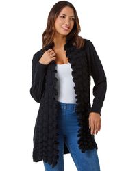 Roman - Longline Ruffle Detail Cardigan - Lyst