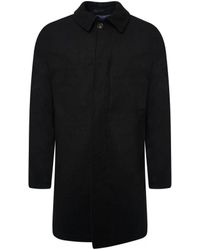 Harry Brown London - Black Wool Blend Overcoat - Lyst