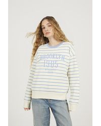 Brave Soul - Stripe Embroidered Crew Neck Sweatshirt - Lyst
