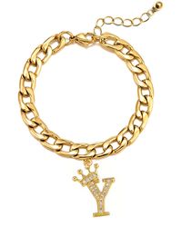 The Jewellery Stockroom - Plated Crystal Letter Charm Curb Bracelet - Lyst
