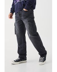 BoohooMAN - Relaxed Rigid Cargo Washed Jeans - Lyst
