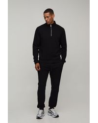 BoohooMAN - Regular 1/4 Funnel Sweatshirt And Slim Leg Jogger - Lyst