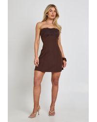 Boohoo - Lace Seam Detail Bandeau Mini Dress - Lyst