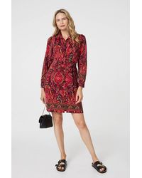 Izabel London - Mosaic Print Long Sleeve Short Shirt Dress - Lyst