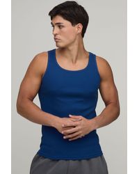 BoohooMAN - Basic Muscle Fit Ribbed Vest - Lyst