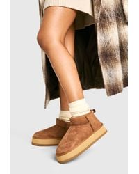 Boohoo - Ultra Mini Platform Faux Fur Lined Boots - Lyst