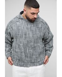 BoohooMAN - Plus Boucle Zip Up Hooded Oversized Jacket - Lyst