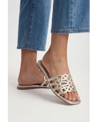 Good for the Sole - Amelie Faux Leather Lattice Detail Sliders - Lyst