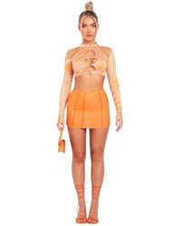 Missy Empire - Missy Empire /Ladies Cut Out Long-Sleeved Crop Top Print) - Lyst