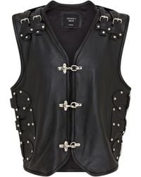 Infinity Leather - Biker Waistcoat Metal Buckles Vest - Lyst