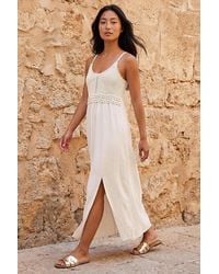 Roman - Petite Crochet Bodice Cotton Maxi Dress - Lyst