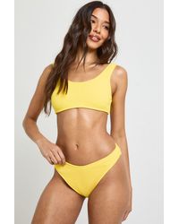 Boohoo - Textured High Leg Bikini Bottom - Lyst