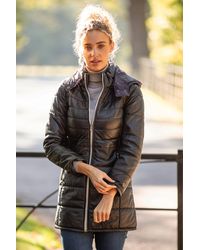 Monom - 'Sofia' Detachable Hood Three Quarter Leather Jacket - Lyst