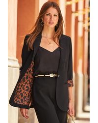 Sosandar - Leopard Print Lining Blazer - Lyst