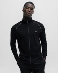 BOSS - Mix & Match Stretch Cotton Zip-up Jacket With Logo Detail Nos - Lyst