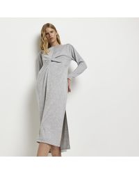 River Island - Midi Dress Long Sleeve Twist Front - Lyst