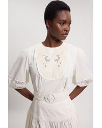 Karen Millen - Poplin Belted Midi Dress - Lyst