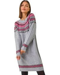 Roman - Soft Knit Fairisle Jumper Dress - Lyst