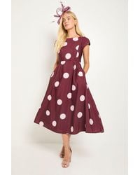 Wallis - Petite Spot Ottoman Fit & Flare Midi Dress - Lyst