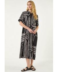 Roman - Abstract Print Midi Shirt Dress - Lyst