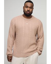 BoohooMAN - Plus Basic Regular Fit Cable Knit Jumper - Lyst