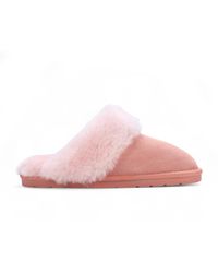 Infinity Leather - Genuine Sheepskin Suede Mule Winter Slippers - Lyst
