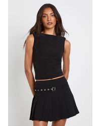Boohoo - Tall Buckle Detail Pleated Mini Skirt - Lyst