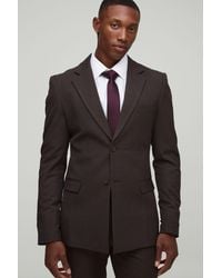 BoohooMAN - Skinny Fit Micro Check Blazer - Lyst
