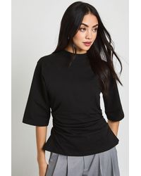 Boohoo - Cinched Waist Half Sleeve T-Shirt - Lyst