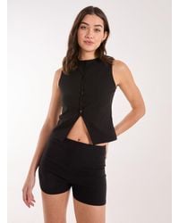 Pink Vanilla - Pinstripe Button Front Longline Waistcoat - Lyst