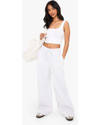 Boohoo - Petite Pintuck Detail Straight Leg Jogger - Lyst