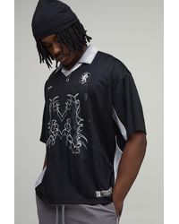 BoohooMAN - Tall Oversized Grunge Varsity Rhinestone Mesh V Neck T-Shirt - Lyst