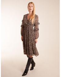 Blue Vanilla - V Neck Frill Sleeve Wrap Midi Dress - Lyst