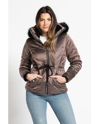 Tokyo Laundry - High Shine Quilted Jacket With Faux Fur Trim Hood - Lyst