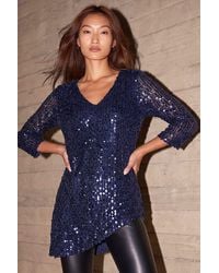 Roman - Sequin Asymmetric Hem Top - Lyst