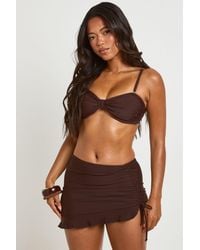 Boohoo - Ruched Tie Detail Frill Edge Beach Mini Skirt - Lyst