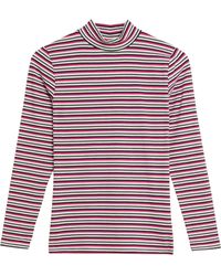 Marks & Spencer - High Neck Striped Jersey Top - Lyst