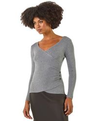 Roman - Wrap Button Detail Knit Jumper - Lyst