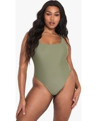 Boohoo - Plus Swimwear Essentials Square Neck Swimsuit - Lyst