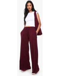 Boohoo - Basics Rib Straight Leg Trouser - Lyst