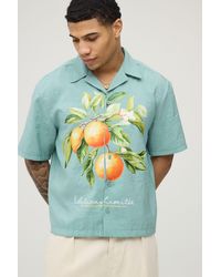 BoohooMAN - Oversized Boxy Fruit Print Revere Shirt - Lyst