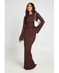 Boohoo - Textured Open Back Flared Sleeve Maxi Dress - Lyst