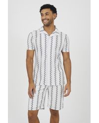 Brave Soul - Wavy Stripe Revere Collar Short Sleeve Shirt - Lyst